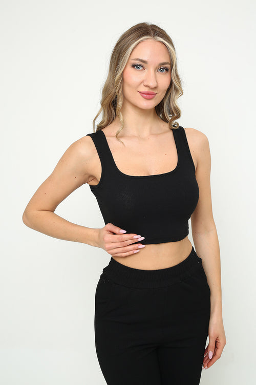 Mythologie™ Askılı Crop Bluz Kare Yaka