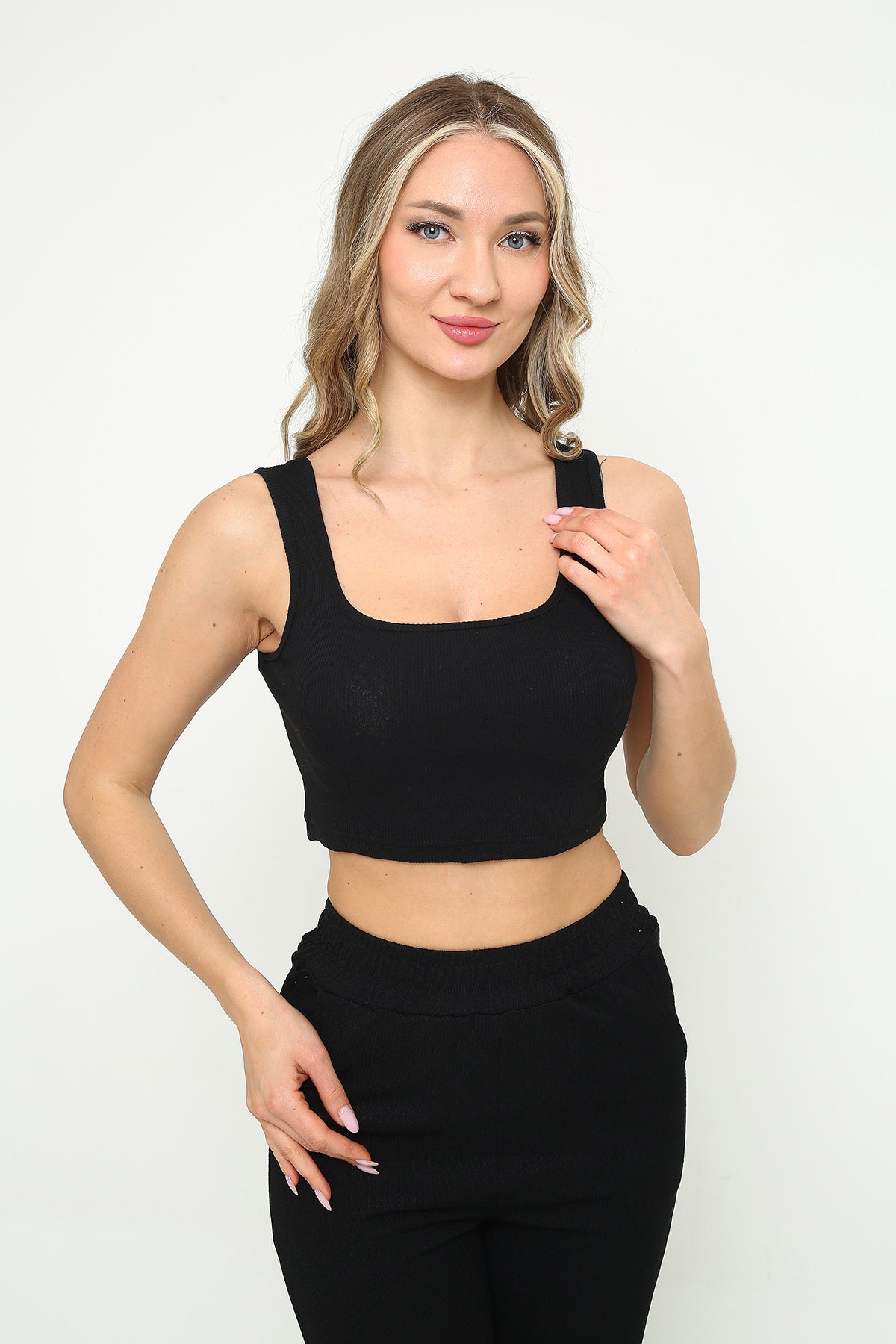 Mythologie™ Askılı Crop Bluz Kare Yaka